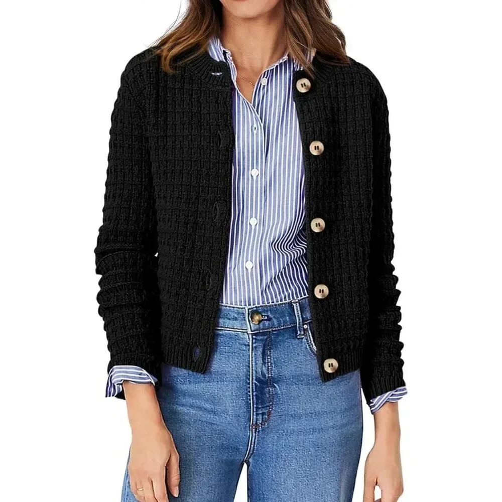 ❤️Women's Black Spring Cardigan Sweaters Casual Long Sleeve  Trendy Outerwear